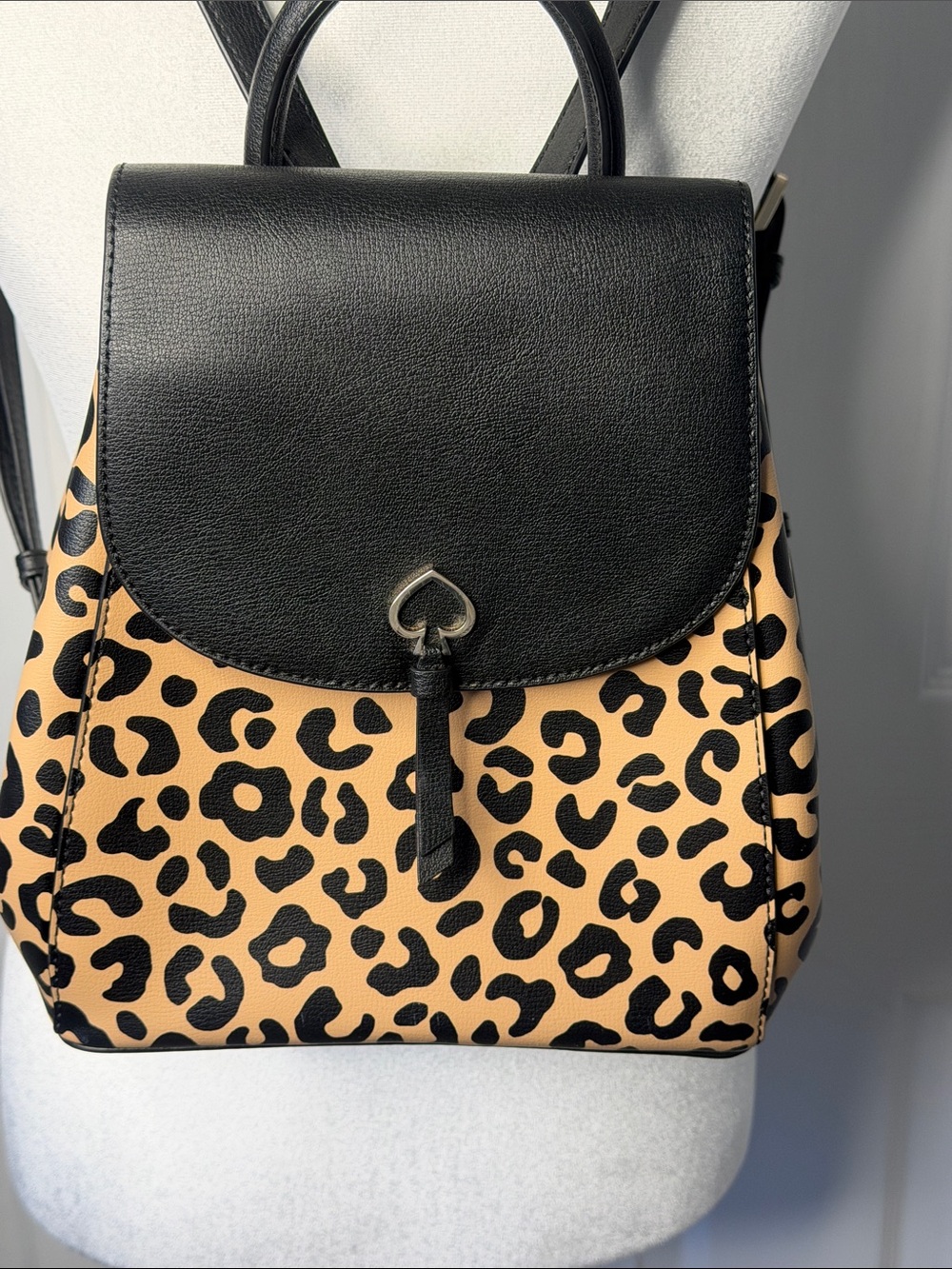 kate spade Leopard Print Backpack in Black & Tan